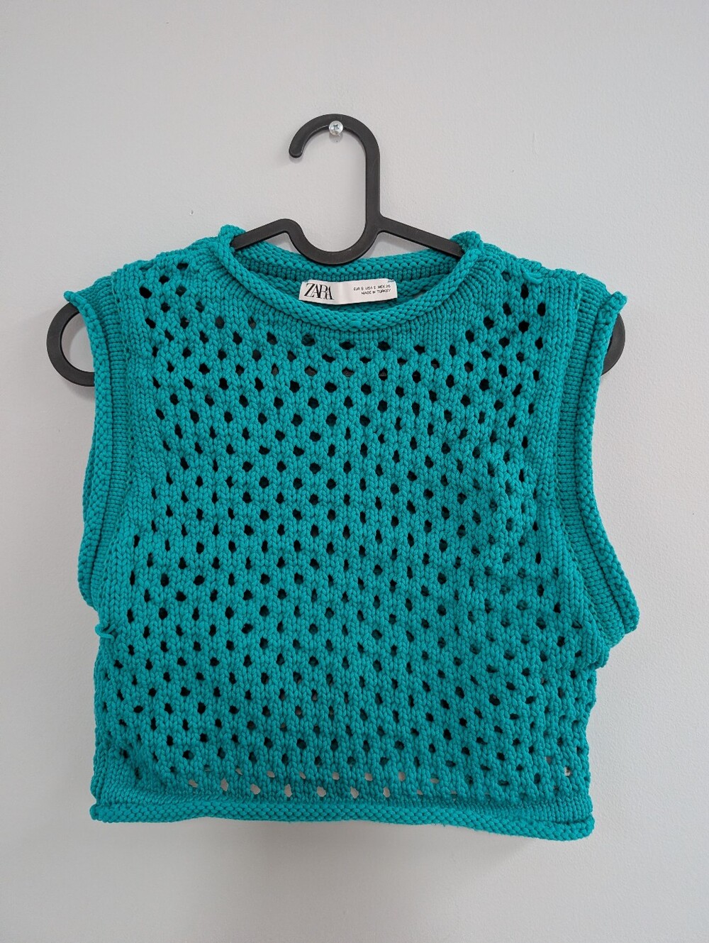 Zara Crocheted Tank Top - Teal Green